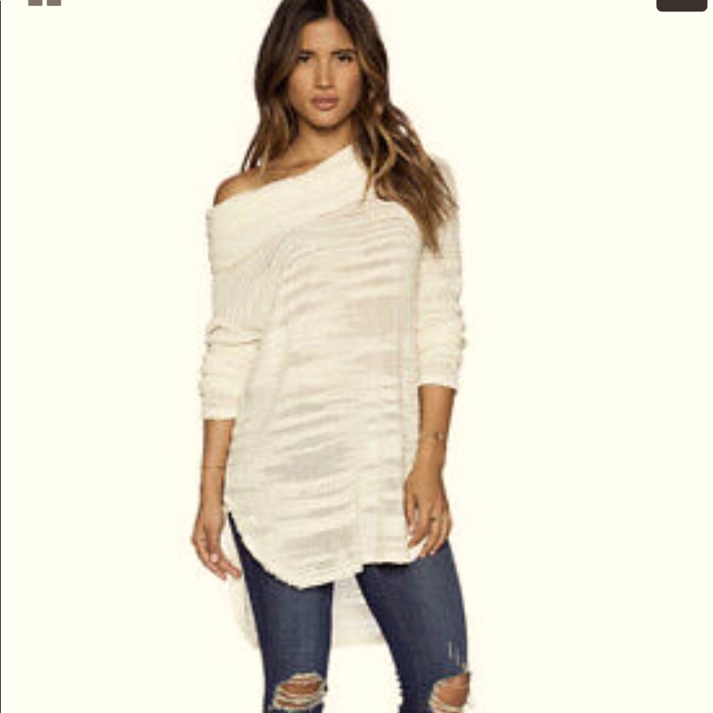 Super Rare Free People Reunion Slubby Cowl Neck Sweater